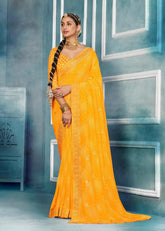 Yellow Weightless Bandhani Print Saree-JHMR2007